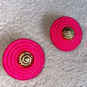 FREE WITH $20 PURCHASE Vintage Clip-On Pink and Gold Rope Circular Earrings
